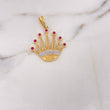 Dije Corona RX 4.8gr / 3.6cm / Circones Blancos Fucsias Dos Oros Amarillo Blanco 18K $