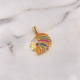 Dije Indio 6.05gr / 3.1cm / Circones Colores Dos Oros Amarillo Blanco 18K $