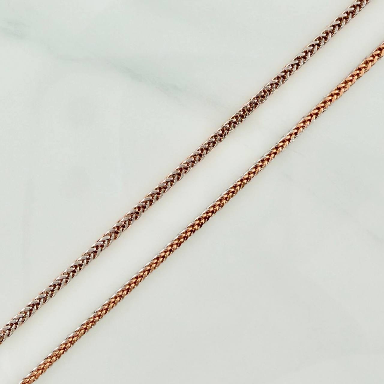 Cadena Franco 2.6 g / 60.5 cm / 1.35 mm Dos Oros Blanco Rosa 18K