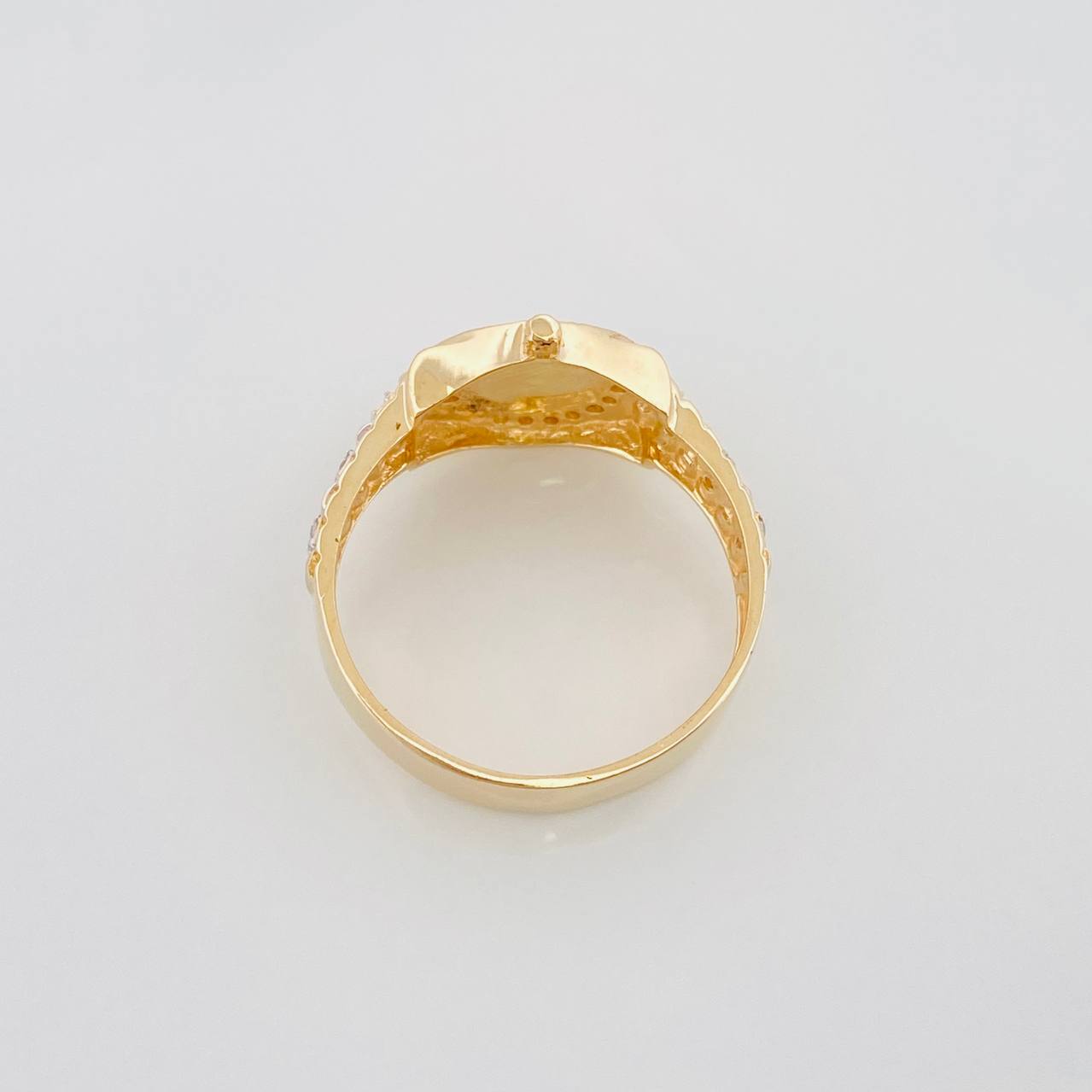 Anillo Correa Corona 5.5 g / T10 Dos Oros Amarillo Blanco 18K