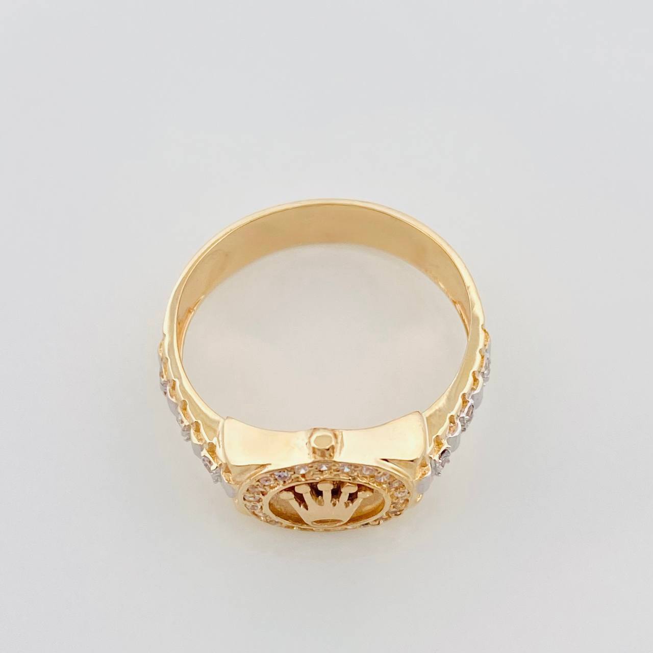 Anillo Correa Corona 5.5 g / T10 Dos Oros Amarillo Blanco 18K