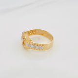 Anillo Correa Corona 5.5 g / T10 Dos Oros Amarillo Blanco 18K