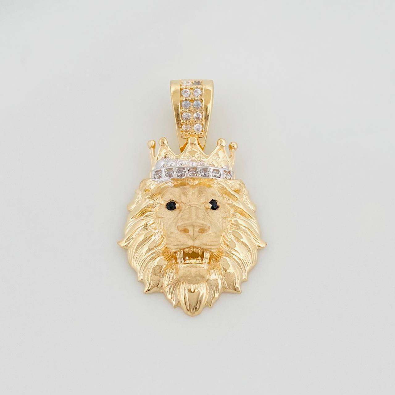 Dije Leon 3.3 g / 2.5 cm Dos Oros Amarillo Blanco 18K