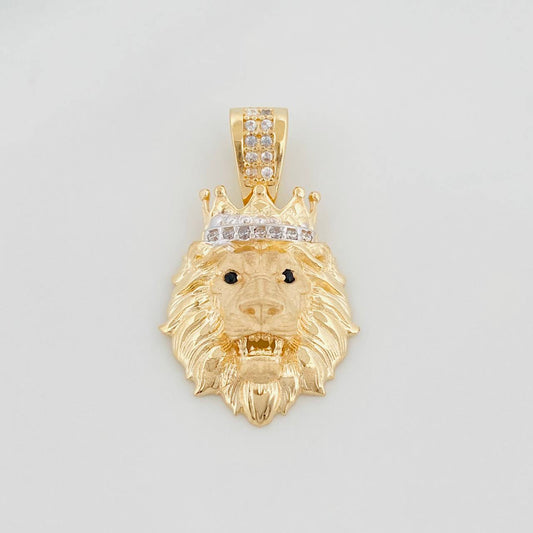 Dije Leon 3.3 g / 2.5 cm Dos Oros Amarillo Blanco 18K