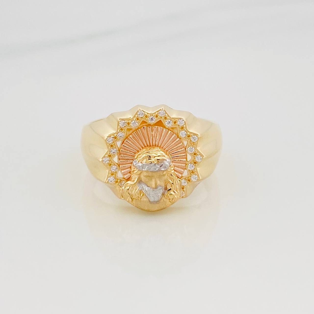 Anillo Rostro Cristo 6.9 g / T10 Tres Oros 18K