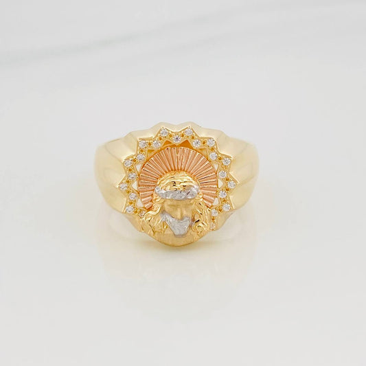 Anillo Rostro Cristo 6.9 g / T10 Tres Oros 18K