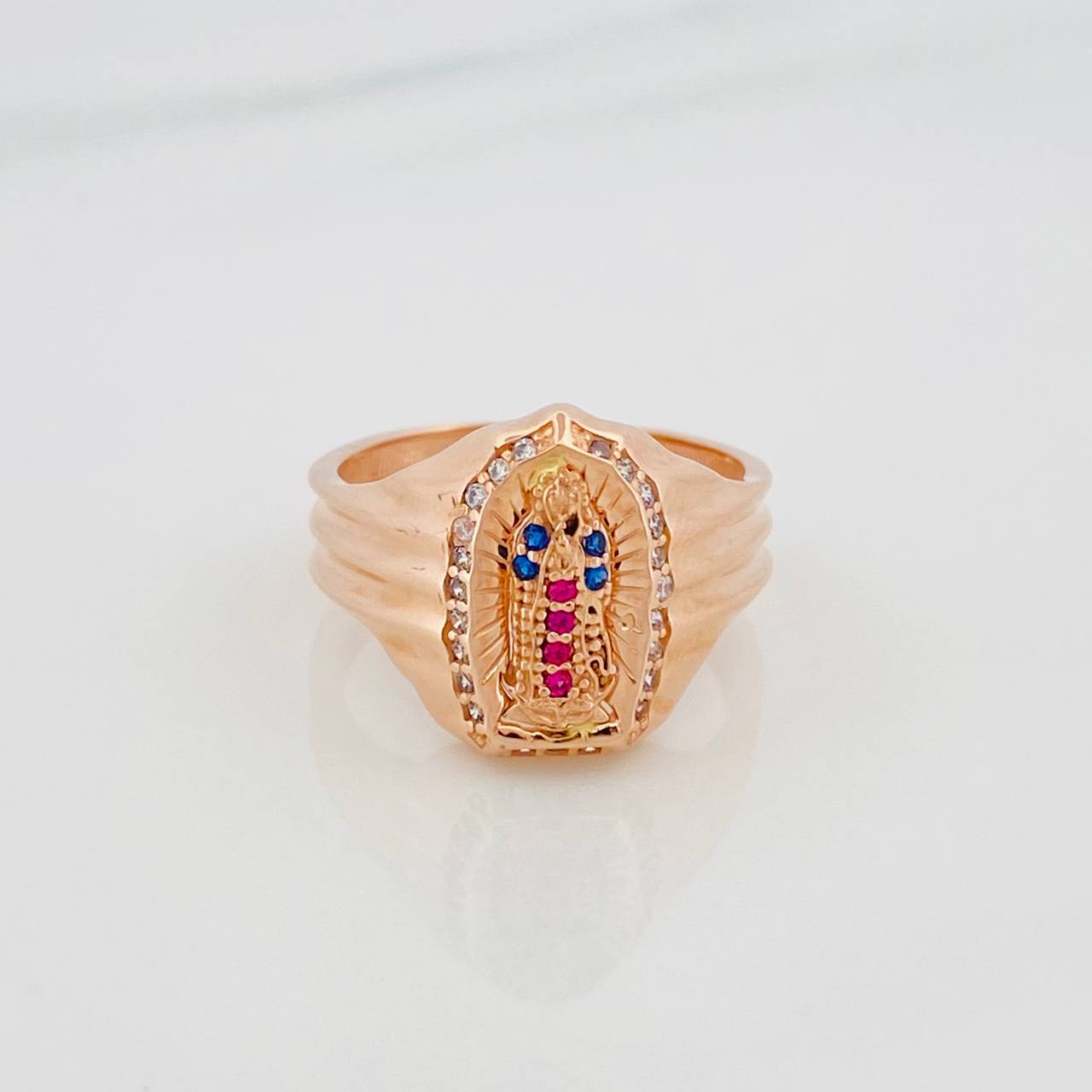 Anillo Virgen Guadalupe 3.85 g / T6 Oro Rosa 18K