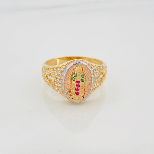 Anillo Virgen Guadalupe 4.95 g / T8 3/4 Tres Oros 18K