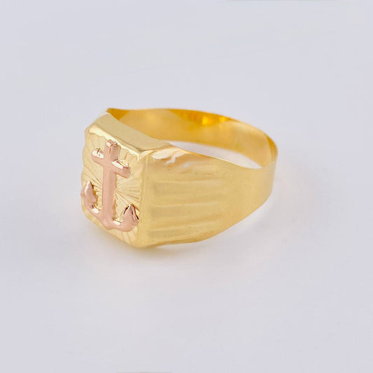 Anillo Sello Ancla 2.95 g / T11 3/4 Dos Oros Amarillo Rosa 18K