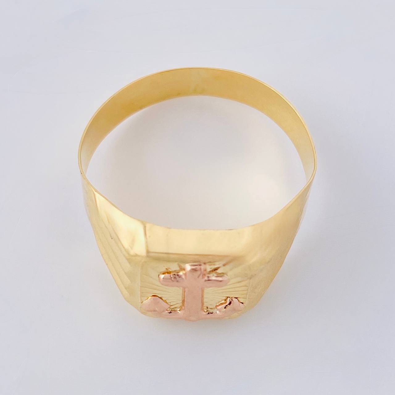 Anillo Sello Ancla 2.95 g / T11 3/4 Dos Oros Amarillo Rosa 18K