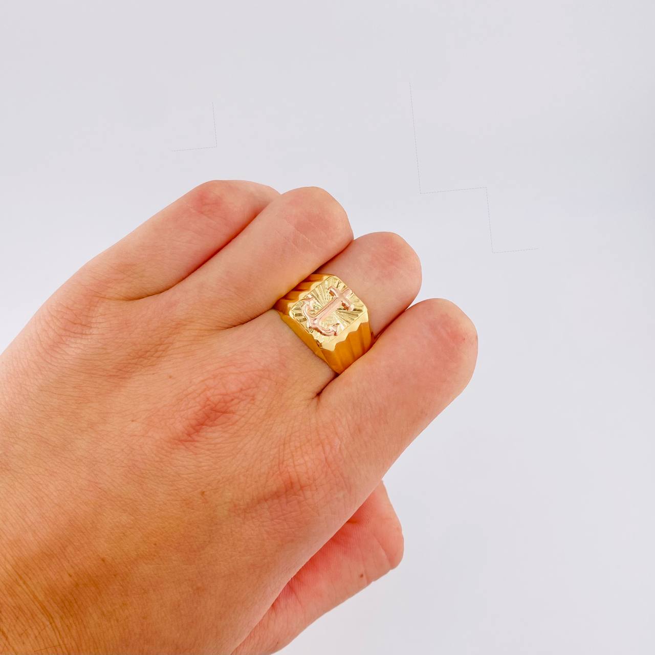 Anillo Sello Ancla 2.95 g / T11 3/4 Dos Oros Amarillo Rosa 18K