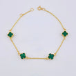 Pulso Modulable Trebol Malaquita Verde 2.7 g / 18.2 cm - 16.7 cm / 1.36 mm Oro Amarillo 18K