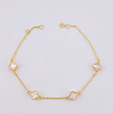 Pulso Modulable Trebol Blanco 2.75 g / 19.2 cm - 17.5 cm / 1.36 mm Oro Amarillo 18K