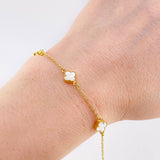 Pulso Modulable Trebol Blanco 2.75 g / 19.2 cm - 17.5 cm / 1.36 mm Oro Amarillo 18K