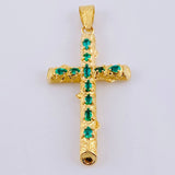Dije Cruz Tronco Esmeraldas 1,8 Qts 3.25 g / 4.9 cm Oro Amarillo 18K