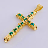 Dije Cruz Tronco Esmeraldas 1,8 Qts 3.25 g / 4.9 cm Oro Amarillo 18K