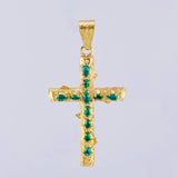 Dije Cruz Tronco Esmeraldas 1,8 Qts 3.25 g / 4.9 cm Oro Amarillo 18K