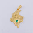 Dije Mapa De Colombia Esmeralda 23Pts 1.8 g / 3.2 cm Oro Amarillo 18K