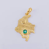 Dije Mapa De Colombia Esmeralda 23Pts 1.8 g / 3.2 cm Oro Amarillo 18K