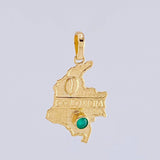 Dije Mapa De Colombia Esmeralda 23Pts 1.8 g / 3.2 cm Oro Amarillo 18K