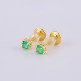 Topos Cuatro Garras Esmeralda 15Pts 0.65 g / 1.5 mm Oro Amarillo 18K