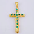 Dije Cruz Tronco Puntas Planas Esmeraldas 2,2 Qts 4.95 g / 5.3 cm Oro Amarillo 18K