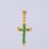 Dije Cruz Tronco Esmeraldas 80Pts 1.55 g / 2.7 cm Oro Amarillo 18K