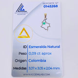 Dije Mapa De Colombia Esmeralda 9Pts 0.75 g / 2.1 cm Oro Amarillo 18K