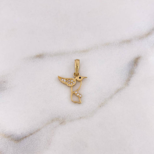 Dije Colibri 0.9gr / 2cm / Silueta Circones Blancos Negros Oro Amarillo 18K $