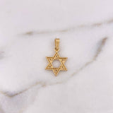 Dije Estrella De David 1.55gr / 2.2cm / Circones Blancos Oro Amarillo 18K #