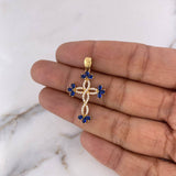 Dije Cruz 2gr / 3.4cm / Circones Blancos Azules Oro Amarillo 18K $