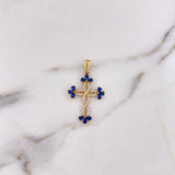 Dije Cruz 2gr / 3.4cm / Circones Blancos Azules Oro Amarillo 18K $