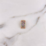 Dije Rectangular 1.4gr / 1.4cm / Circones Colores Oro Amarillo 18K $