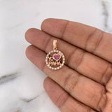 Dije Yo Amo a Papá 1.9gr / 2.1cm / Circones Blancos Fucsias Oro Rosa 18K &