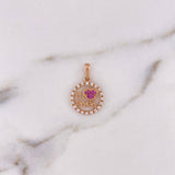 Dije Yo Amo a Papá 1.9gr / 2.1cm / Circones Blancos Fucsias Oro Rosa 18K &