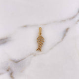 Dije Pez Espinas 1.95gr / 2.6cm / Circones Blancos Dos Oros Amarillo Blanco 18K $