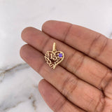 Dije 15 Años 1.2gr / 1.9cm / Circon Morado Oro Amarillo 18K #