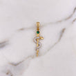Dije Serpiente 2.4gr / 3.8cm / Circones Blancos-Verde-Fucsia Oro Amarillo 18K #