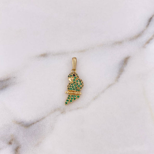 Dije Loro 1.85gr / 2.6cm / Circones Verdes Oro Amarillo 18K $