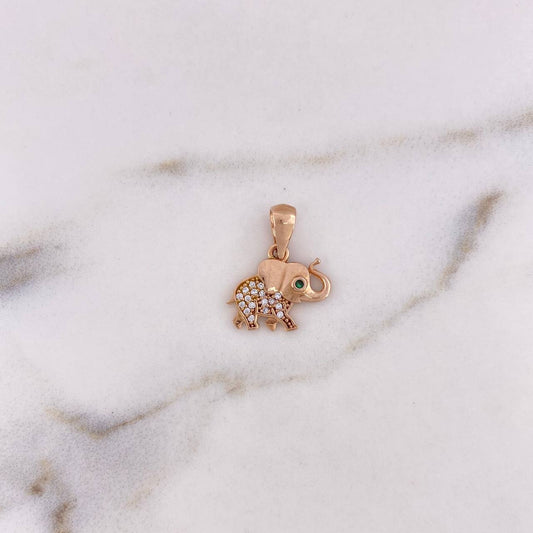 Dije Elefante 1.6gr / 1.8cm / Circones Blancos Verde Oro Rosa 18K $
