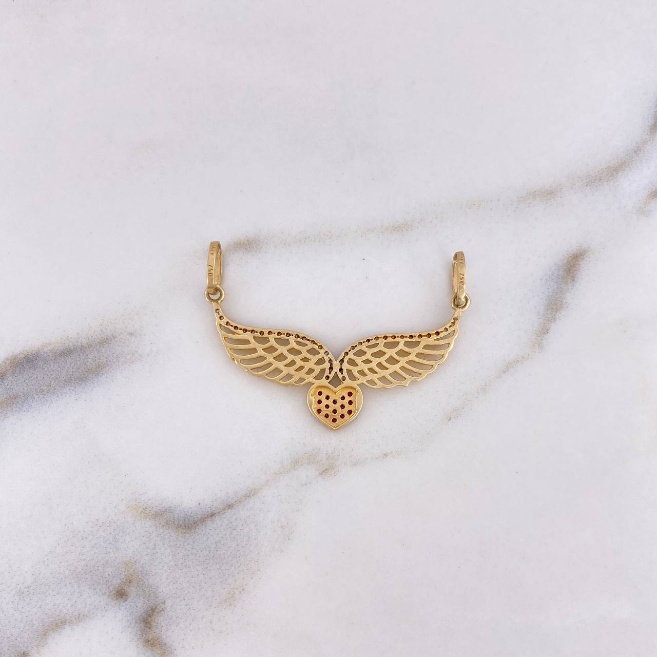 Dije Alas Corazon 3.5gr / 3.7cm / Circones Blancos Fucsias Dos Oros Amarillo Blanco 18K $