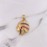 Dije Indio 7.3gr / 3.5cm / Circones Colores Oro Amarillo 18K $