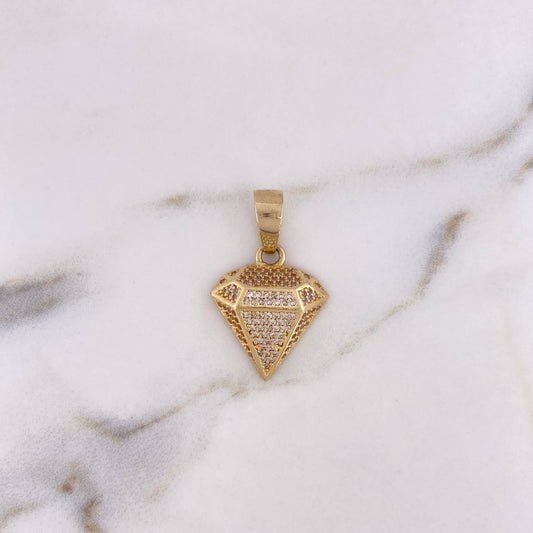 Dije Diamante 5.3gr / 3cm / Circones Blancos  Oro Amarillo 18K $