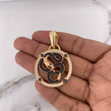 Dije Serpiente Cascabel 14.7gr / 4.8cm / Circcones Blancos-Negros-Verdes Dos Oros Amarillo Rosa 18K $