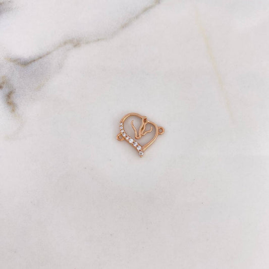 Herraje Corazon  0.9gr / 1.5cm / Circones Blancos Oro Rosa 18K $
