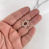 Herraje Estrella De David 1.6gr / 1.9cm / Circones Blancos Oro Rosa 18K $