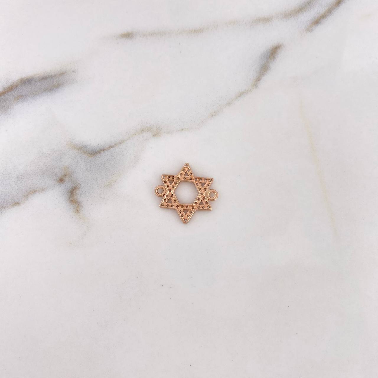 Herraje Estrella De David 1.6gr / 1.9cm / Circones Blancos Oro Rosa 18K $