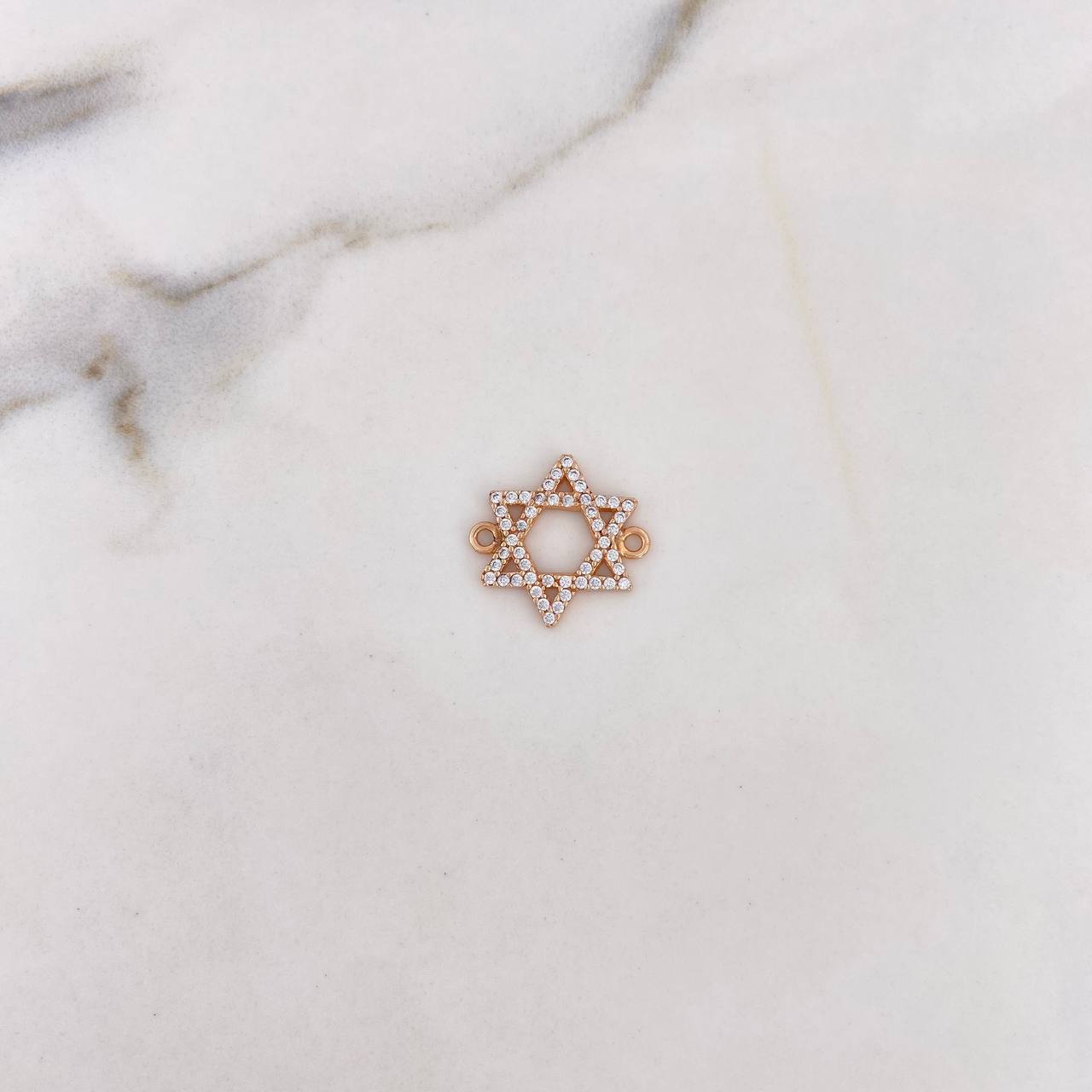 Herraje Estrella De David 1.6gr / 1.9cm / Circones Blancos Oro Rosa 18K $
