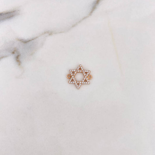 Herraje Estrella De David 1.6gr / 1.9cm / Circones Blancos Oro Rosa 18K $