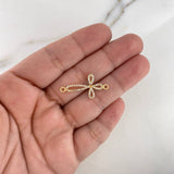Herraje Cruz 1.2gr / 2.9cm / Circones Blancos Oro Amarillo 18K $